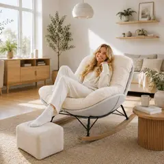 GENERICO - SILLA  MECEDOR RECLINABLE CON REPOSA PIES NORDICO SILLON TUMBONA DESCANSO GRIS