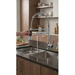 GENERICO - GRIFERIA DOBLE ALTA PARA COCINA CROMADO MODELO A MESA