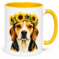 GENERICO - Taza mug pet lover de cerámica diseño perro Beagle amarillo