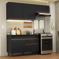 MADESA - Mueble de Cocina Integral Reims 190 cm con Encimera - Negro
