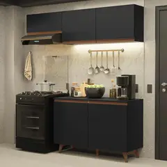 MADESA - Mueble de Cocina Integral Reims 190 cm con Encimera - Negro