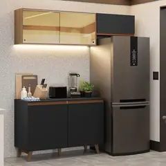 MADESA - Mueble de Cocina Integral Reims 190 cm con Encimera - NegroMarrón