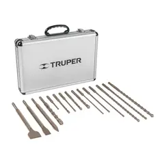 Truper - Juego de 15 brocas y cinceles SDS Plus en estuche, TRUPER