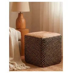 GENERICO - Puff de Yute  Cuadrado Natural/Black