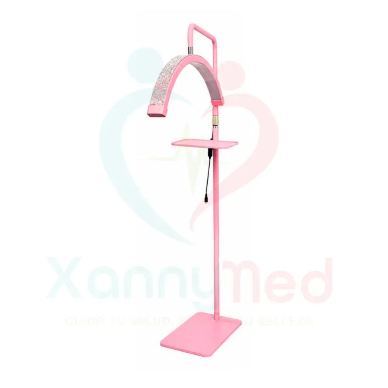 LAMPARA MEDIA LUNA DE PEDESTAL CON BRILLO