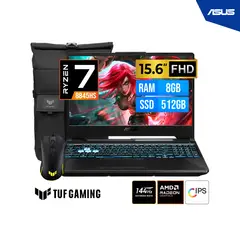 ASUS - LAPTOP ASUS TUF GAMING A15  15.6" FHD IPS  Ryzen 7 8845HS  8G B 512 GB RTX 3050 4GB Mochila + Mouse .