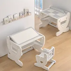 GENERICO - Set Escritorio Infantil Multifuncional con Silla y Mesa Regulable altura – Gris