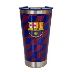 BARCELONA - Mug Vaso Acero Termico Barcelona Futbol Azul Con Destapador 500 ML