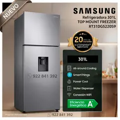SAMSUNG - Refrigeradora Samsung 301 Litros Top Mount Freezer Silver RT31DG5220S9 - Modelo Nuevo