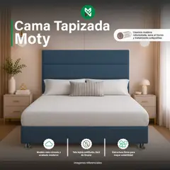 MUEBLES MACRUMO - Cama Tapizada Moty  - 1.5 Plz - Azul