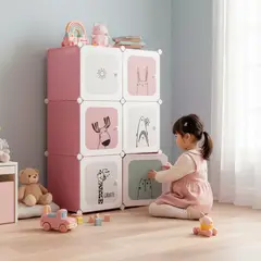 GENERICO - Armario Modular Infantil 6 Puertas-Color Rosa