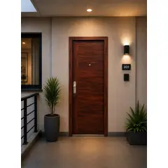 GENERICO - PUERTA DE ACERO MARCA ARMADIL MODELO AMAZONAS COLOR NOGAL 1 CERRADURA 20P 90X210 DERECHA