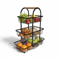 GENERICO - Cesto Frutero de Metal 3 Niveles 42 cm Alto