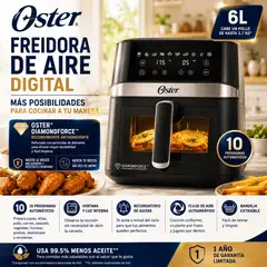 OSTER - Freidora de Aire Oster Digital 6L 1600W 10 Programas CKSTAF60WDDF