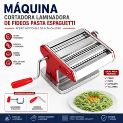 GENERICO - Máquina Acero Cortadora Laminadora Fideos Pasta Espaguetti  2 en 1 Laminadora y Cortadora