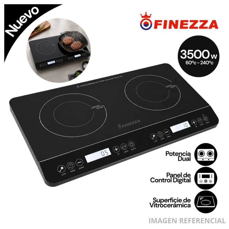 Cocina de Inducción Doble Finezza FZ-315IN-2 3500W Negro