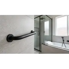 GENERICO - BARRA DE SEGURIDAD PARA BAÑO 40CM ACERO INOX NEGRO MATE           B-06