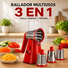 GENERICO - Rallador De Verduras Espiral  multiusos con 3 cuchillas de Acero inoxidable