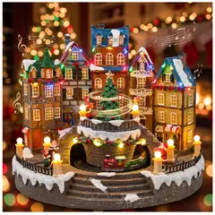 GENERICO - Villa Pueblo Navideño Árbol Giratorio Tren Musical Luz Led