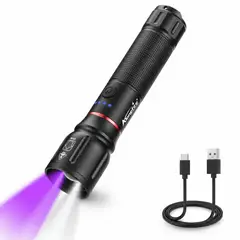 GENERICO - Linterna Ultravioleta 365nm 2 en 1 con Luz Blanca Zoom y Carga USB