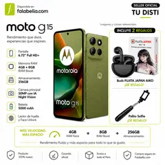 MOTOROLA - MOTOROLA G15  256GBROM 12GB RAM/ 4GB +8GB EXT/50MP AI/  6.7" G/ 5200 mAH + FUJITA JAPAN BUDS+ SELFIE