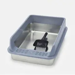 GENERICO - Arenero Grande de Acero Inoxidable para Gatos - 60x40x22 - Acero