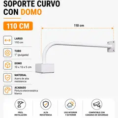 GENERICO - Brazo Soporte para Cámara de Seguridad con Domo JJRACKS 110 cm Blanco