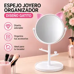GENERICO - Espejo Joyero Organizador de Tocador Diseño Gatito