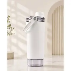 GENERICO - Tomatodo de Acero Inoxidable y Compartimiento y Asa Multifuncional 650 ml Blanco
