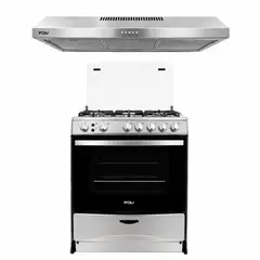 FDV - Combo Campana extractora 90cm fija Slim + Cocina de pie a gas de balón 5 hornillas Expert 76 FDV