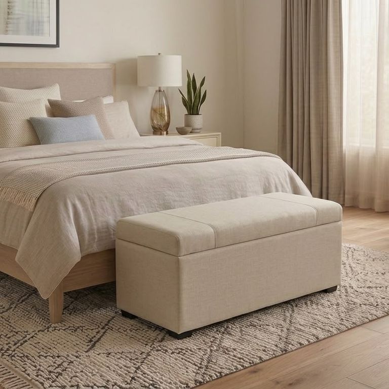 Baúl Blanqa Mavisac Plaza Queen Tela Aterciopelada - Champagne