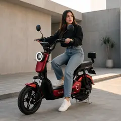 FUTUR - Bicimoto Eléctrica OXEN de Litio, 25kmh, 35km, 350W Rojo Jam - Batería Extraíble