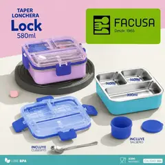GENERICO - Taper Lonchera  Lock 580 ml exclusivo por FACUSA -ORIGINAL Color AZUL