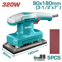 TOTAL - Lijadora Orbital Rectangular 320W Media Lija Industrial TF1301836 TOTAL