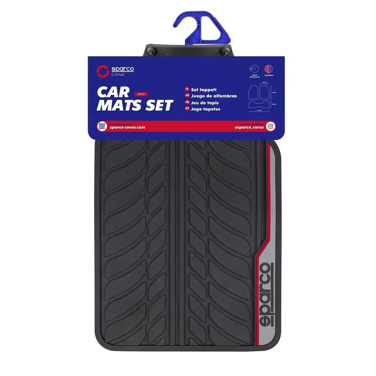 Piso Sparco Para Auto Camioneta 5 Piezas Borde Rojo