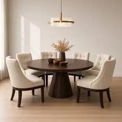 TU MESITA - Juego de Comedor Fiorella Circular 6 Sillas en Madera TU MESITA
