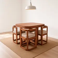 TU MESITA - Juego de Comedor Bruno Compacto 4 Sillas con Tablero de Vidrio TU MESITA