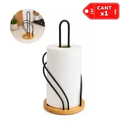 INSPIRA MARKET - Porta Papel de Toalla de Cocina de Bambú y Metal