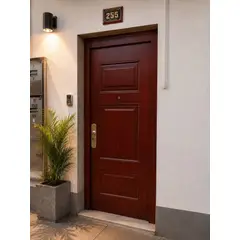 GENERICO - PUERTA DE ACERO MARCA ARMADIL MODELO IZANAMI COLOR ROJIZA 1 CERRADURA 12P 90X210 DERECHA