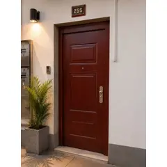 GENERICO - PUERTA DE ACERO MARCA ARMADIL MODELO IZANAMI COLOR ROJIZA 1 CERRADURA 12P 100X210 IZQUIERDA