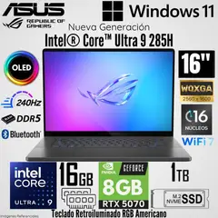 ASUS - Laptop Asus ROG ZEPHYRUS G16 Intel Core Ultra 9 285H 16GB RAM 1TB SSD RTX5070-8GB 16"  OLED 240Hz