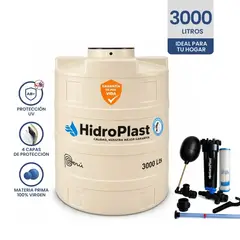 HIDROPLAST - TANQUE DE AGUA ARENA 3000 LITROS  HIDROPLAST + ACCESORIOS COMPLETOS
