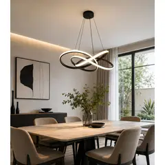 GENERICO - Lámpara Colgante LED 80W Diseño Moderno Infinity 60 cm con Control Remoto y Luz Multitemperatura