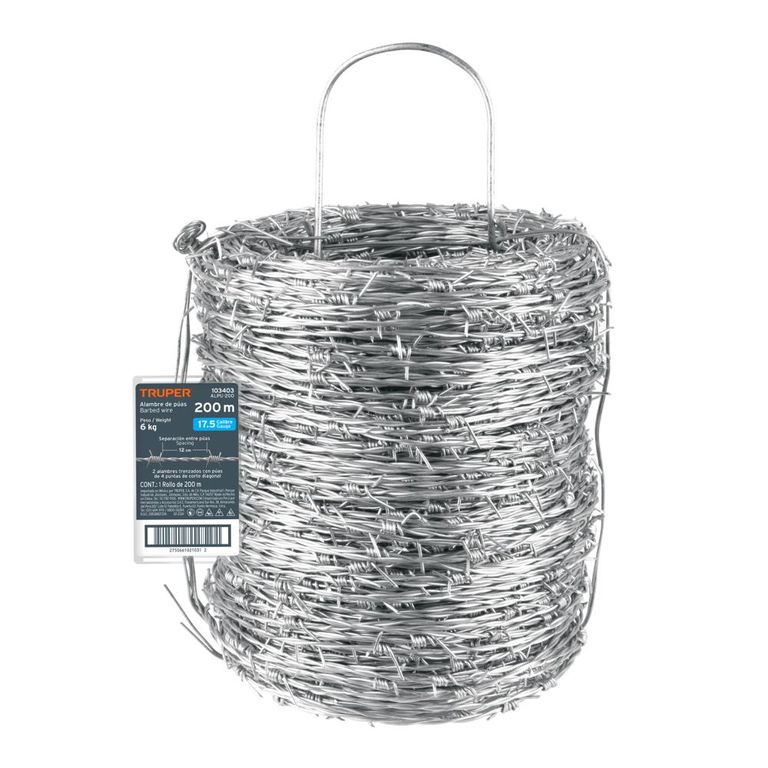 Rollo de alambre de púas de 200 m, BWG 17.5, TRUPER