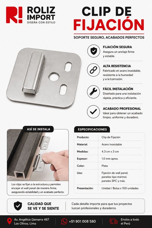 CLIPS PARA WALL PANEL