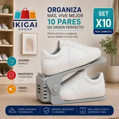 GENERICO - Set Completo x10 Organizadores Ajustables De Zapatos  Ahorra Espacio  Gris