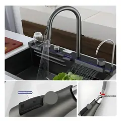 GENERICO - LAVADERO MULTIFUNCIONAL DE COCINA 7 EN 1 CON LUCES 5 TECLAS + MEZCLADORA