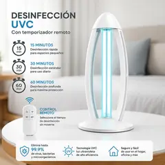 ELVO - Lámpara UV Germicida elvo 38W con Ozono — Esterilizador UVC 40 m² con Control Remoto