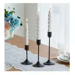 GENERICO - Set De 3 Candelabros Negros Vintage Portavelas Decoración Mesa