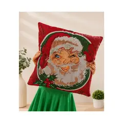 GENERICO - Cojín Decorativo Navideño de Papá Noel con Bordado Texturizado